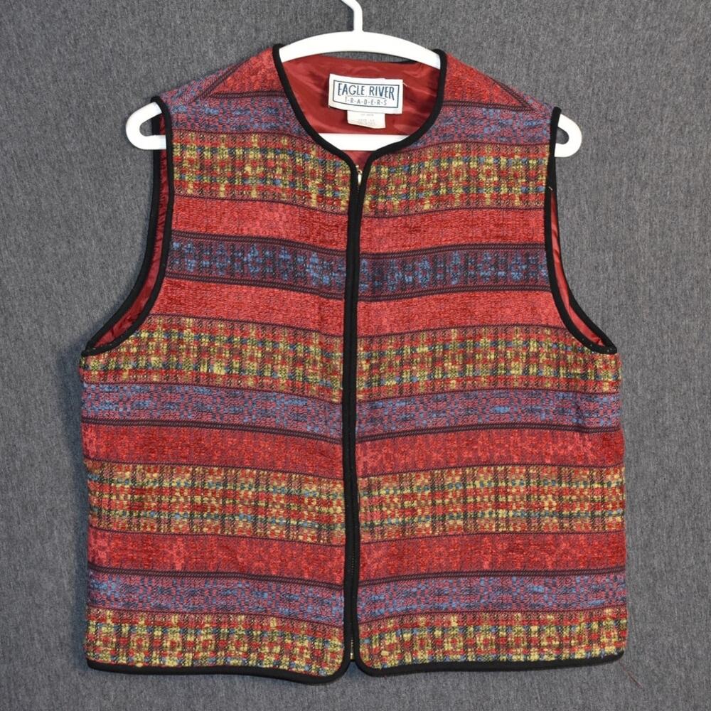VINTAGE Eagle River Traders Women's 12 Aztec Tapestry Vest USA Made VTG